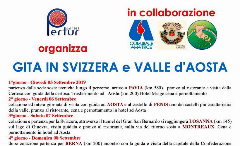 Gita in Svizzera e Valle d’Aosta 2019