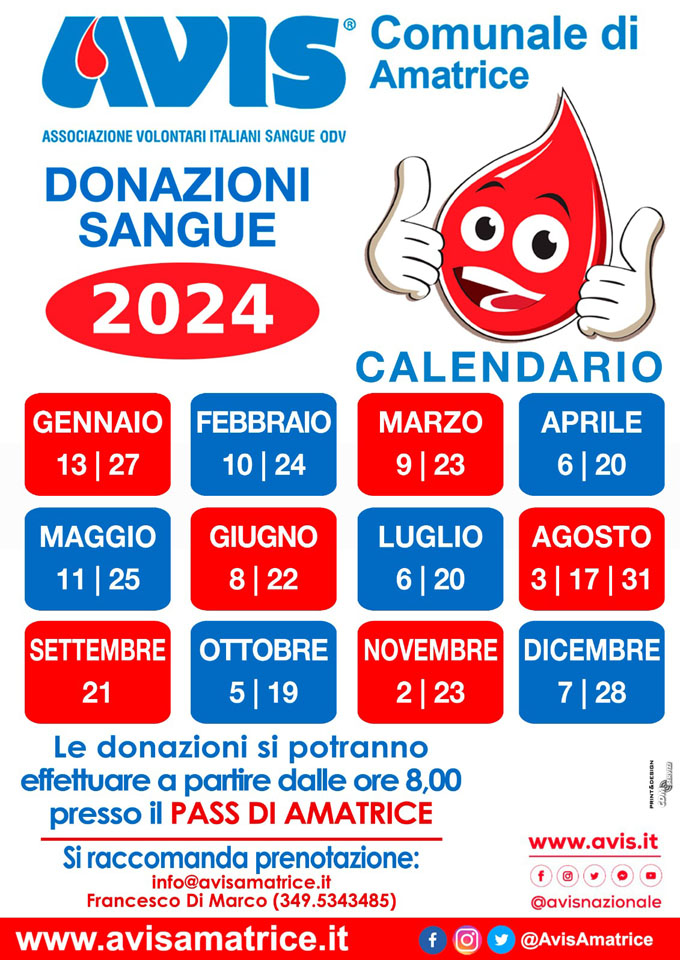 Calendario donazioni 2024